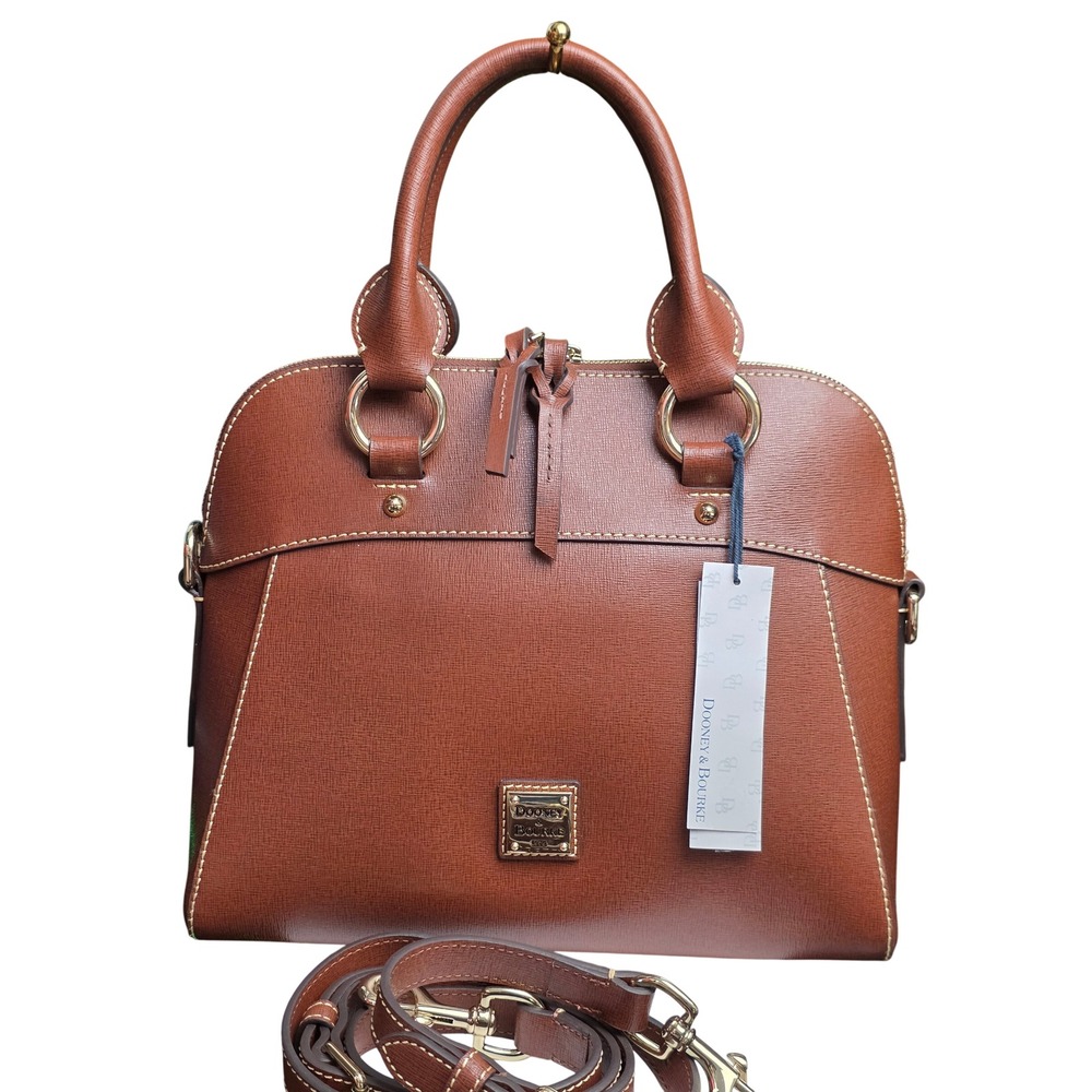 Dooney & Bourke Cameron Satchel Amber Saffiano Leather Handbag Brown Crossbody